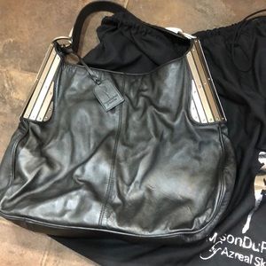 Maison du Posh black leather hobo bag